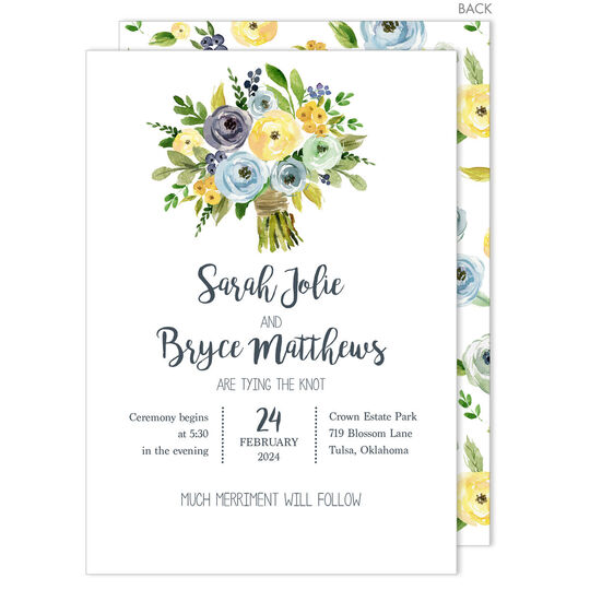 Yellow and Blue Bouquet Invitations